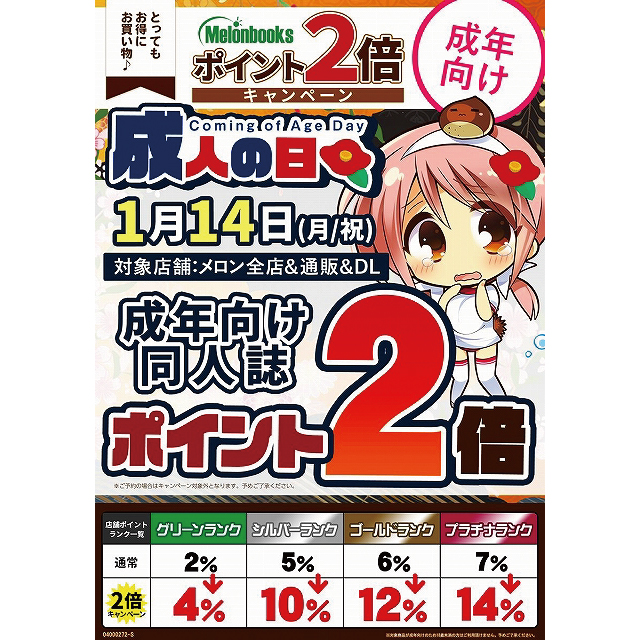 成人の日　成年向け同人誌　ポイント２倍